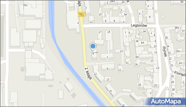 Andrychów, 1 Maja, 5, mapa Andrychów