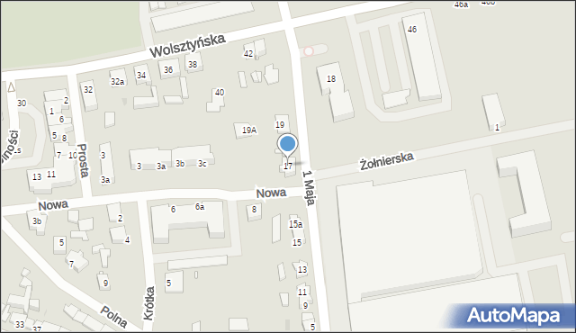 Babimost, 1 Maja, 17, mapa Babimost