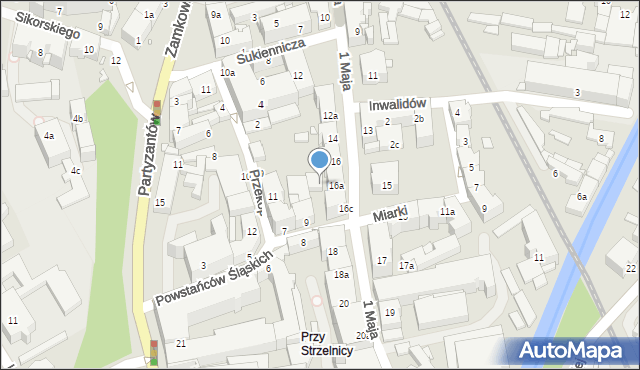 Bielsko-Biała, 1 Maja, 16b, mapa Bielsko-Białej