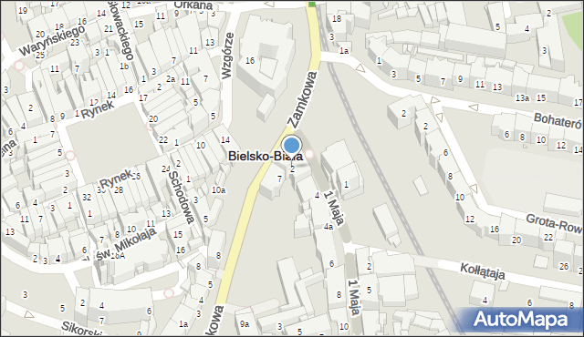 Bielsko-Biała, 1 Maja, 2, mapa Bielsko-Białej