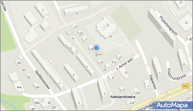 Bielsko-Biała, 1 Armii Wojska Polskiego, 21, mapa Bielsko-Białej