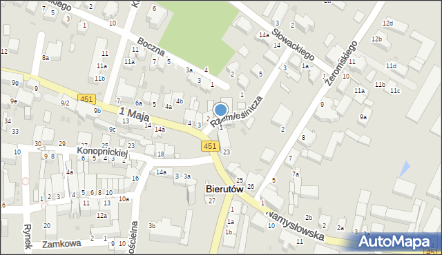 Bierutów, 1 Maja, 1, mapa Bierutów