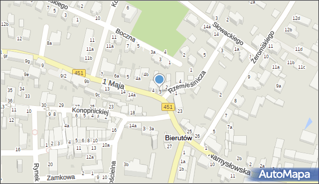 Bierutów, 1 Maja, 3, mapa Bierutów