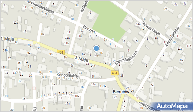 Bierutów, 1 Maja, 4a, mapa Bierutów