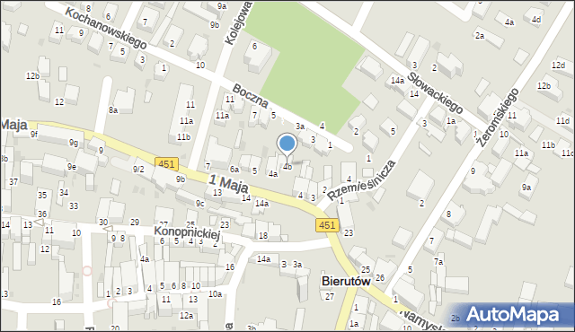 Bierutów, 1 Maja, 4b, mapa Bierutów