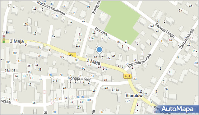Bierutów, 1 Maja, 6, mapa Bierutów