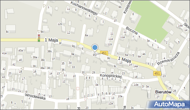 Bierutów, 1 Maja, 9/2, mapa Bierutów