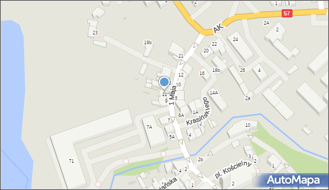 Biskupiec, 1 Maja, 11, mapa Biskupiec