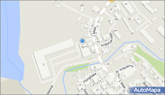 Biskupiec, 1 Maja, 7A, mapa Biskupiec