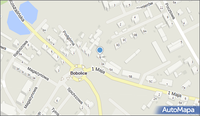 Bobolice, 1 Maja, 5, mapa Bobolice