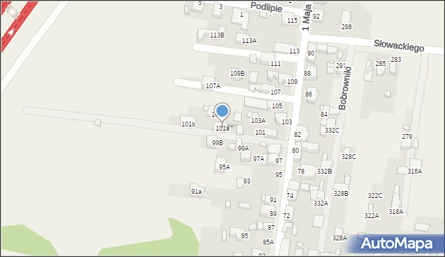 Bobrowniki, 1 Maja, 101a, mapa Bobrowniki