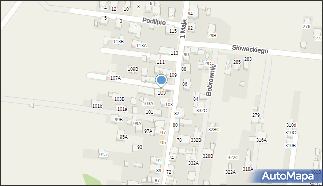 Bobrowniki, 1 Maja, 105, mapa Bobrowniki