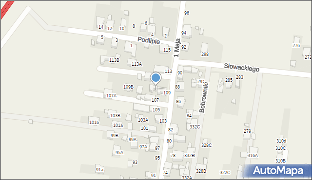 Bobrowniki, 1 Maja, 109A, mapa Bobrowniki