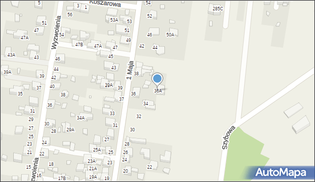 Bobrowniki, 1 Maja, 36A, mapa Bobrowniki