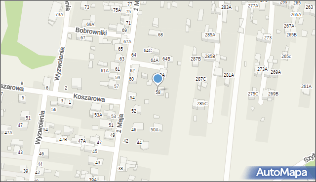 Bobrowniki, 1 Maja, 58, mapa Bobrowniki