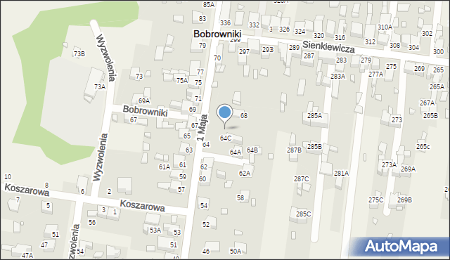 Bobrowniki, 1 Maja, 66, mapa Bobrowniki