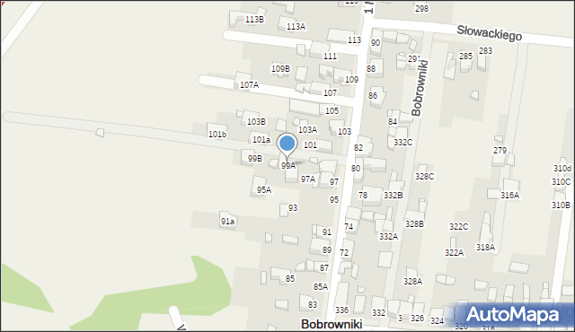 Bobrowniki, 1 Maja, 99A, mapa Bobrowniki