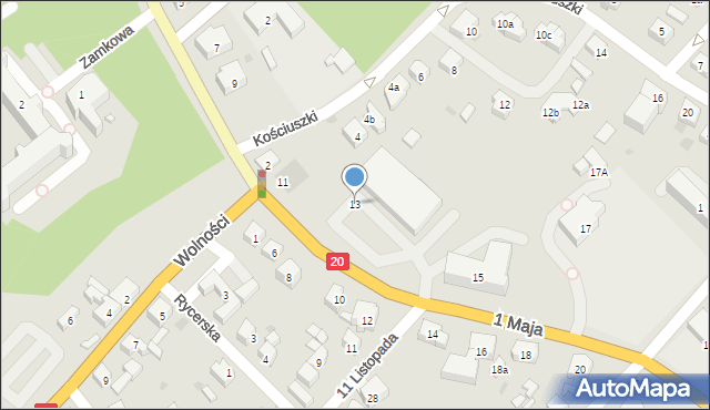 Bytów, 1 Maja, 13, mapa Bytów