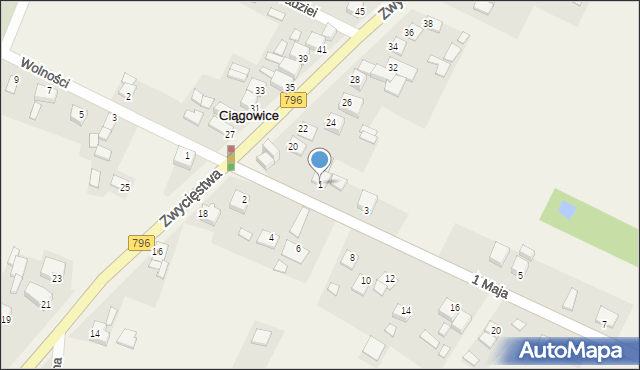 Ciągowice, 1 Maja, 1, mapa Ciągowice