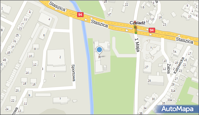 Czeladź, 1 Maja, 30, mapa Czeladź