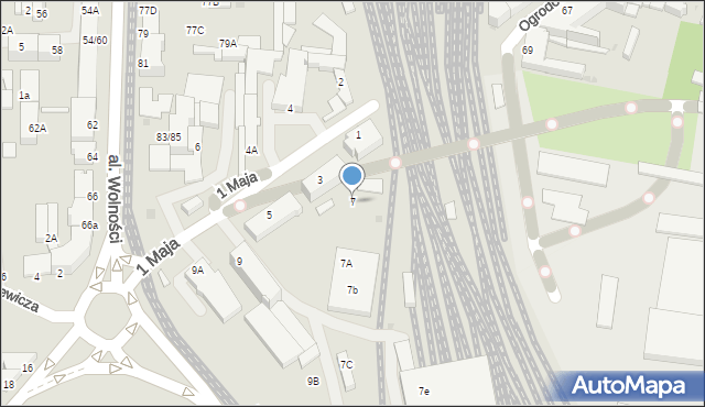 Częstochowa, 1 Maja, 7, mapa Częstochowy