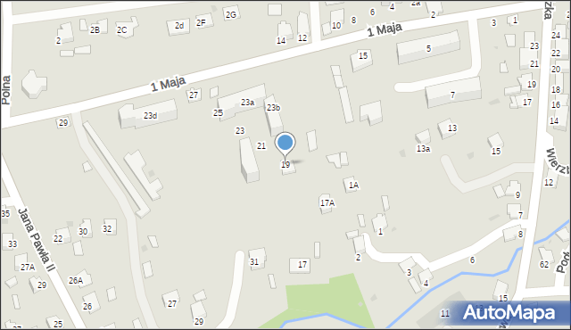 Dynów, 1 Maja, 19, mapa Dynów