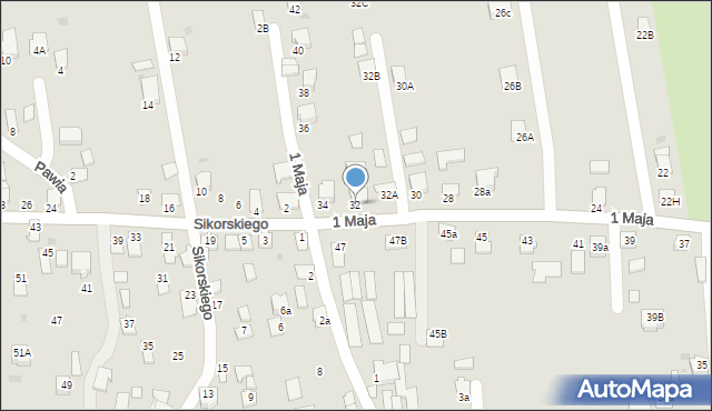 Dynów, 1 Maja, 32, mapa Dynów