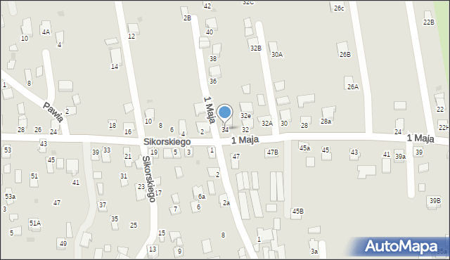 Dynów, 1 Maja, 34, mapa Dynów