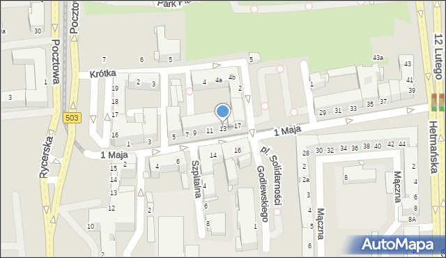 Elbląg, 1 Maja, 13, mapa Elbląga