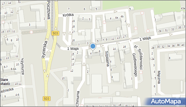Elbląg, 1 Maja, 1c, mapa Elbląga