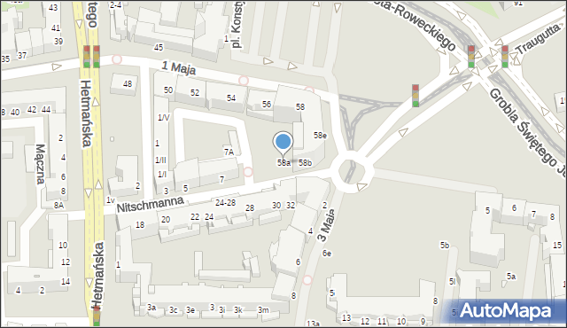 Elbląg, 1 Maja, 58a, mapa Elbląga