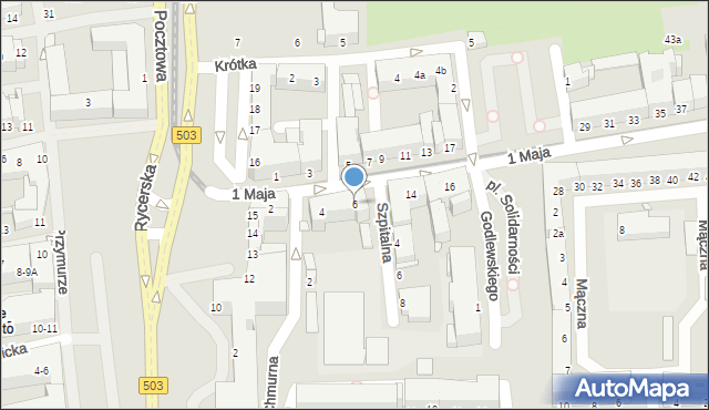 Elbląg, 1 Maja, 6, mapa Elbląga