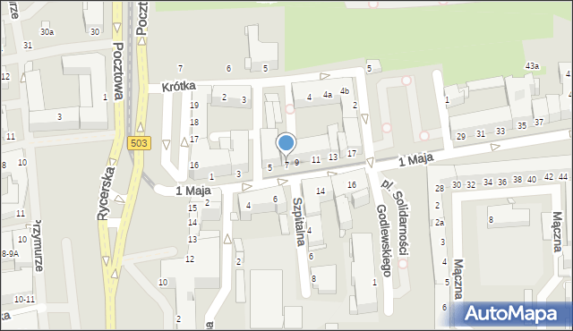 Elbląg, 1 Maja, 7, mapa Elbląga