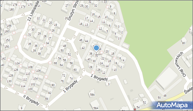 Gdańsk, 1 Brygady, 32, mapa Gdańska