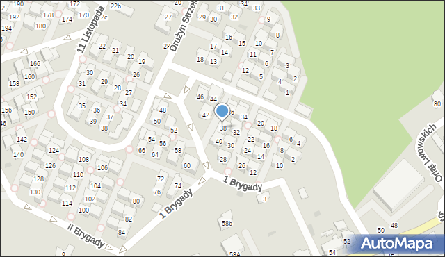 Gdańsk, 1 Brygady, 38, mapa Gdańska