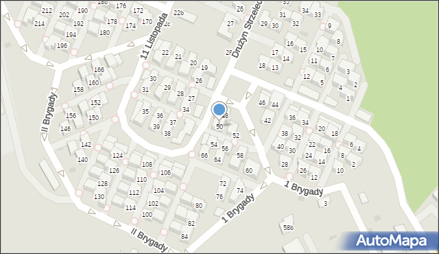 Gdańsk, 1 Brygady, 50, mapa Gdańska