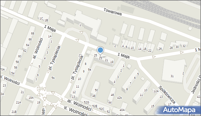 Głogów, 1 Maja, 23, mapa Głogów