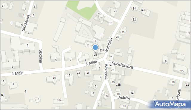 Goleszów, 1 Maja, 13, mapa Goleszów