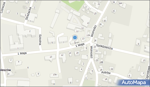 Goleszów, 1 Maja, 9, mapa Goleszów