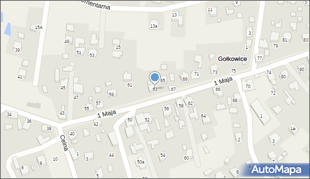 Gołkowice, 1 Maja, 63, mapa Gołkowice