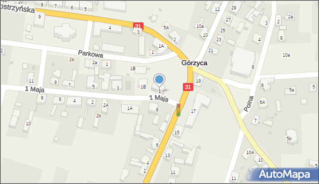 Górzyca, 1 Maja, 1, mapa Górzyca