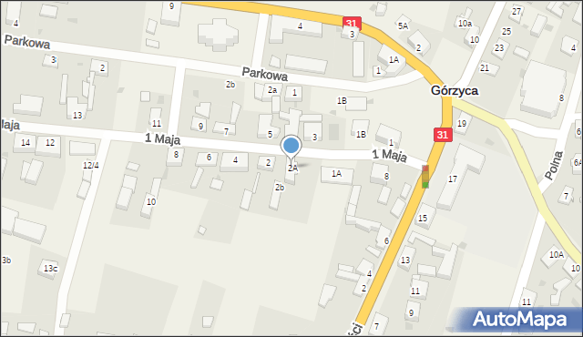 Górzyca, 1 Maja, 2A, mapa Górzyca