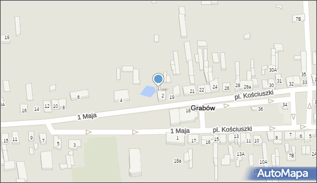 Grabów, 1 Maja, 2A, mapa Grabów