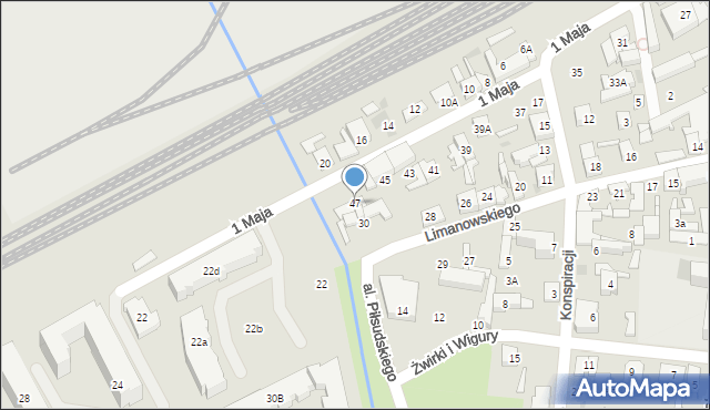 Grodzisk Mazowiecki, 1 Maja, 47, mapa Grodzisk Mazowiecki