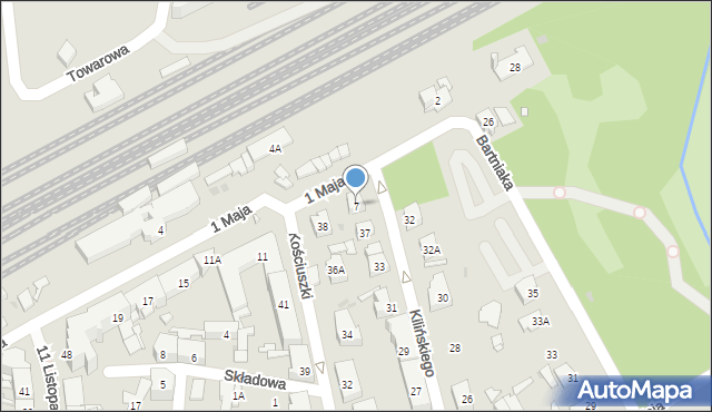 Grodzisk Mazowiecki, 1 Maja, 7, mapa Grodzisk Mazowiecki
