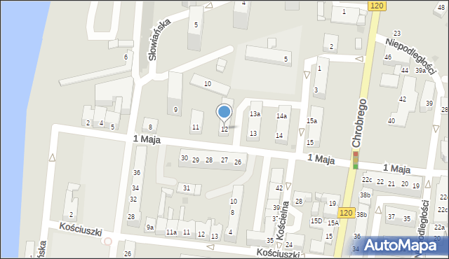 Gryfino, 1 Maja, 12, mapa Gryfino