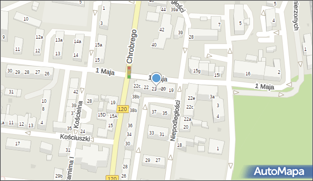 Gryfino, 1 Maja, 20B, mapa Gryfino