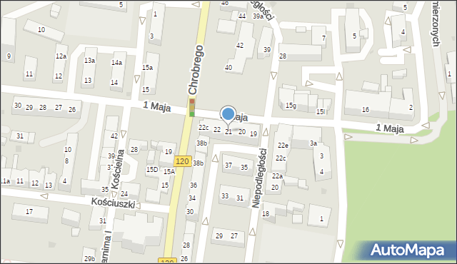 Gryfino, 1 Maja, 21, mapa Gryfino