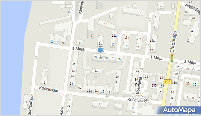 Gryfino, 1 Maja, 29, mapa Gryfino