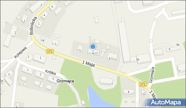 Grzmiąca, 1 Maja, 5, mapa Grzmiąca